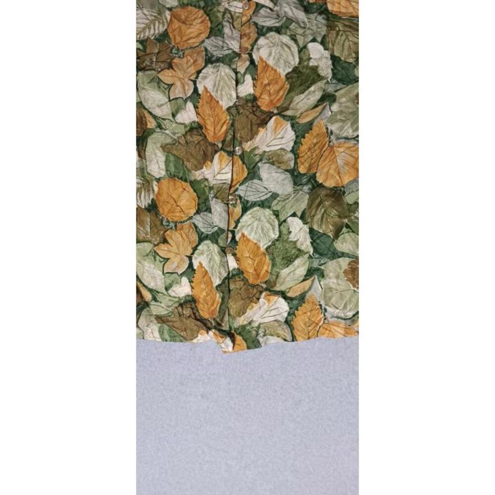 Vintage Stunt Button Up Womens Size Medium 100% silk Fall Leaves Pattern Long... - Picture 7 of 12